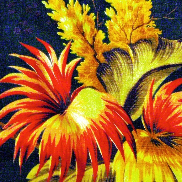 Vintage Barkcloth Accents 30s Vintage Glam Tropical Floral
